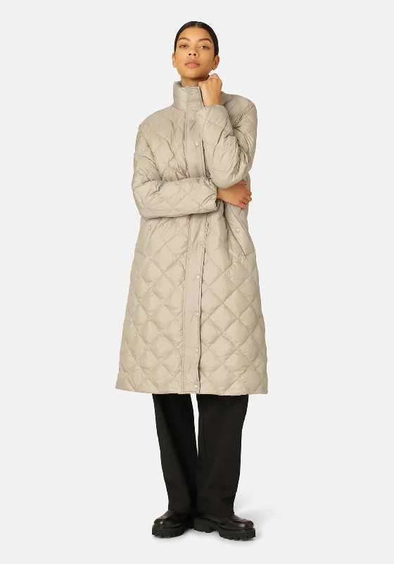 Ilse Jacobsen Walk 04 Long Quilted Coat, Cobblestone