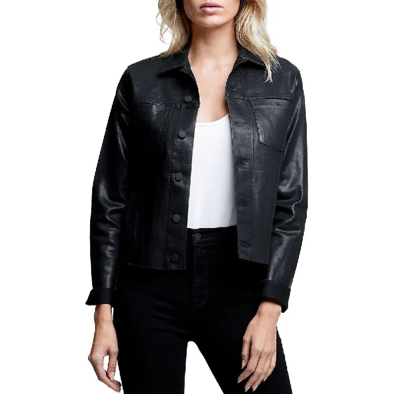 L'Agence Womens Janelle Slim Coated Trucker Jacket