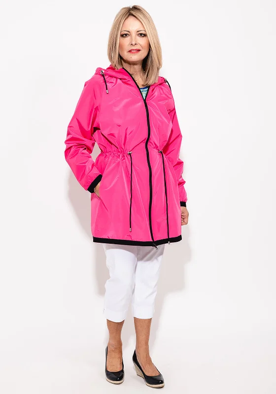 Noramnn Contrast Trim Raincoat, Fuchsia Pink