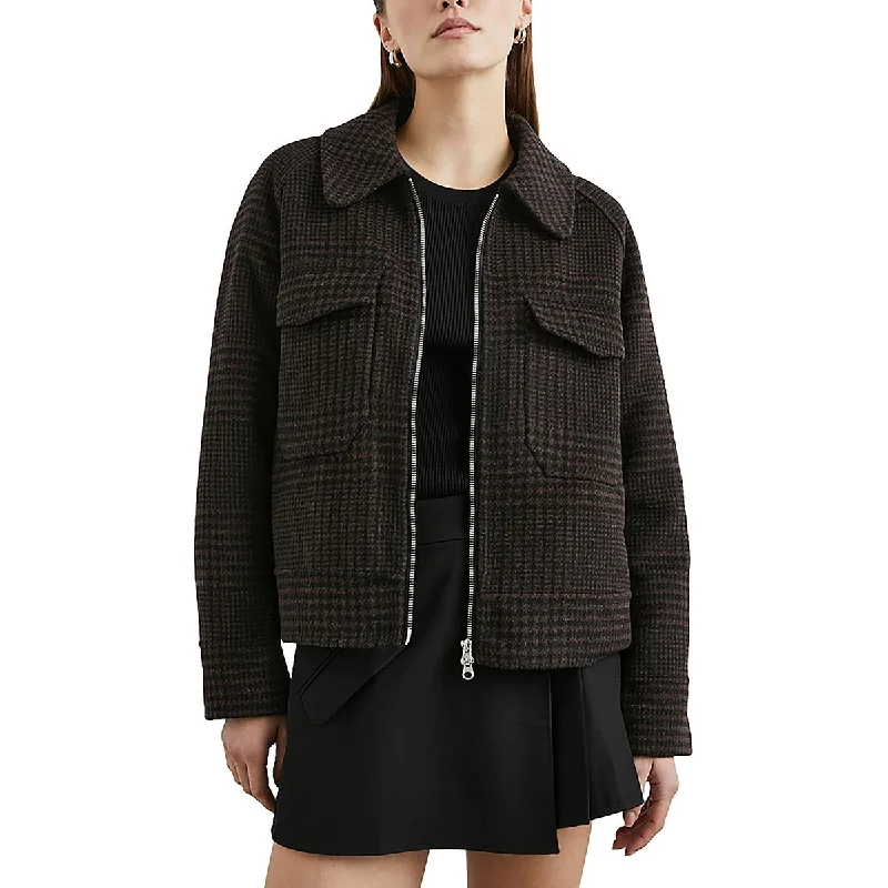 Rails Womens Wool Blend Houndstooth Wool Coat