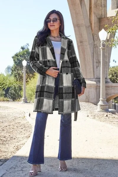 Raquelle Plaid Button Up Lapel Collar Coat