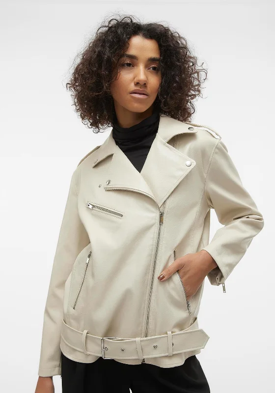 Vero Moda Ramon Paula Coated Jacket, Oatmeal