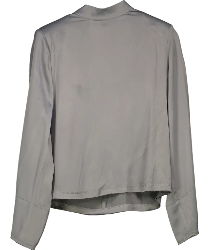 Dagmar Grey Shiny Long Sleeve Top UK 8