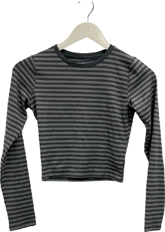 Hollister Grey Striped Long Sleeve Top UK XS