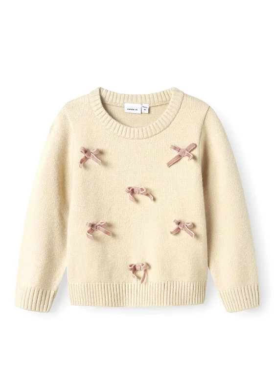 Name It Mini Girl Ronja Long Sleeve Knit Jumper, Summer Sand